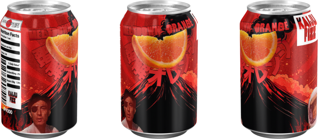Kaiju Fizz Volcanic Orange soda can