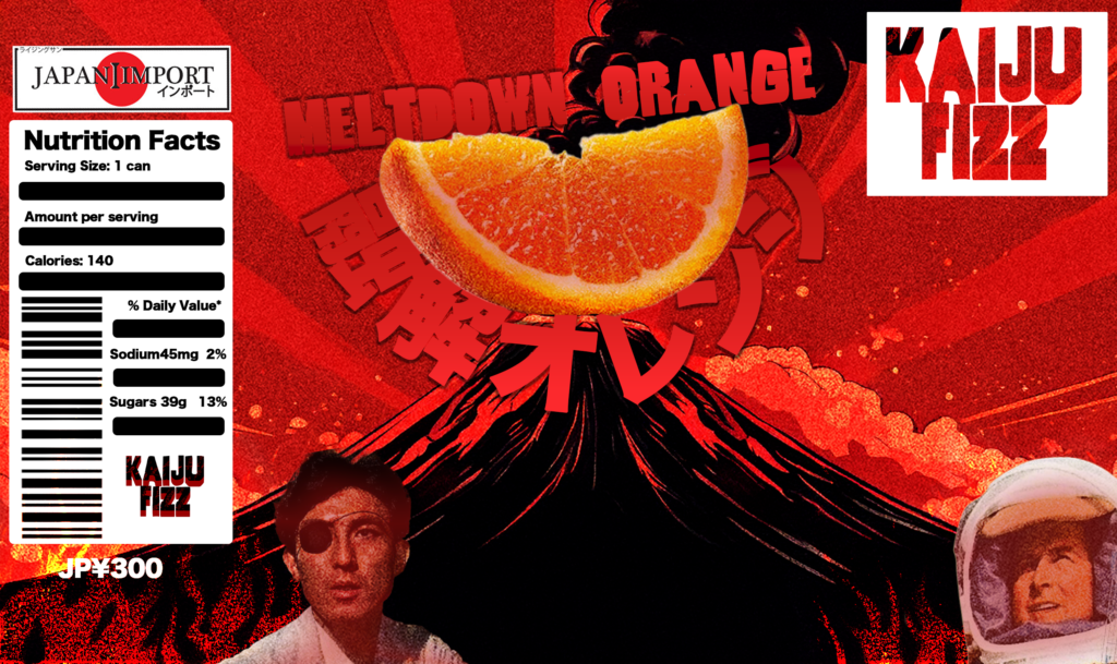 Kaiju Fizz Volcanic Orange hero poster design